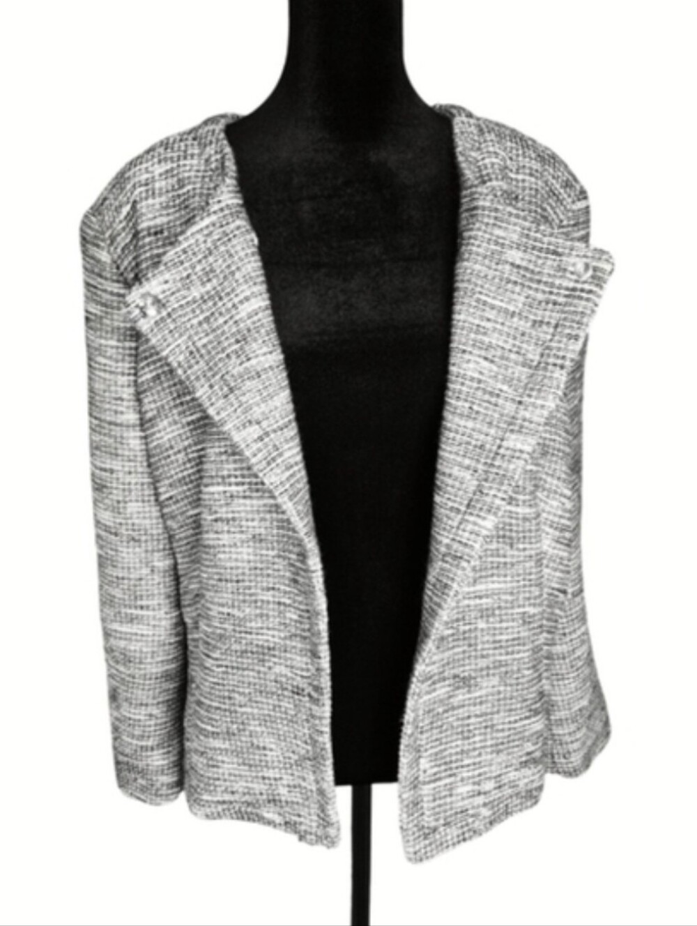 Liz Claiborne Black and White Open-Front Knit Cardigan